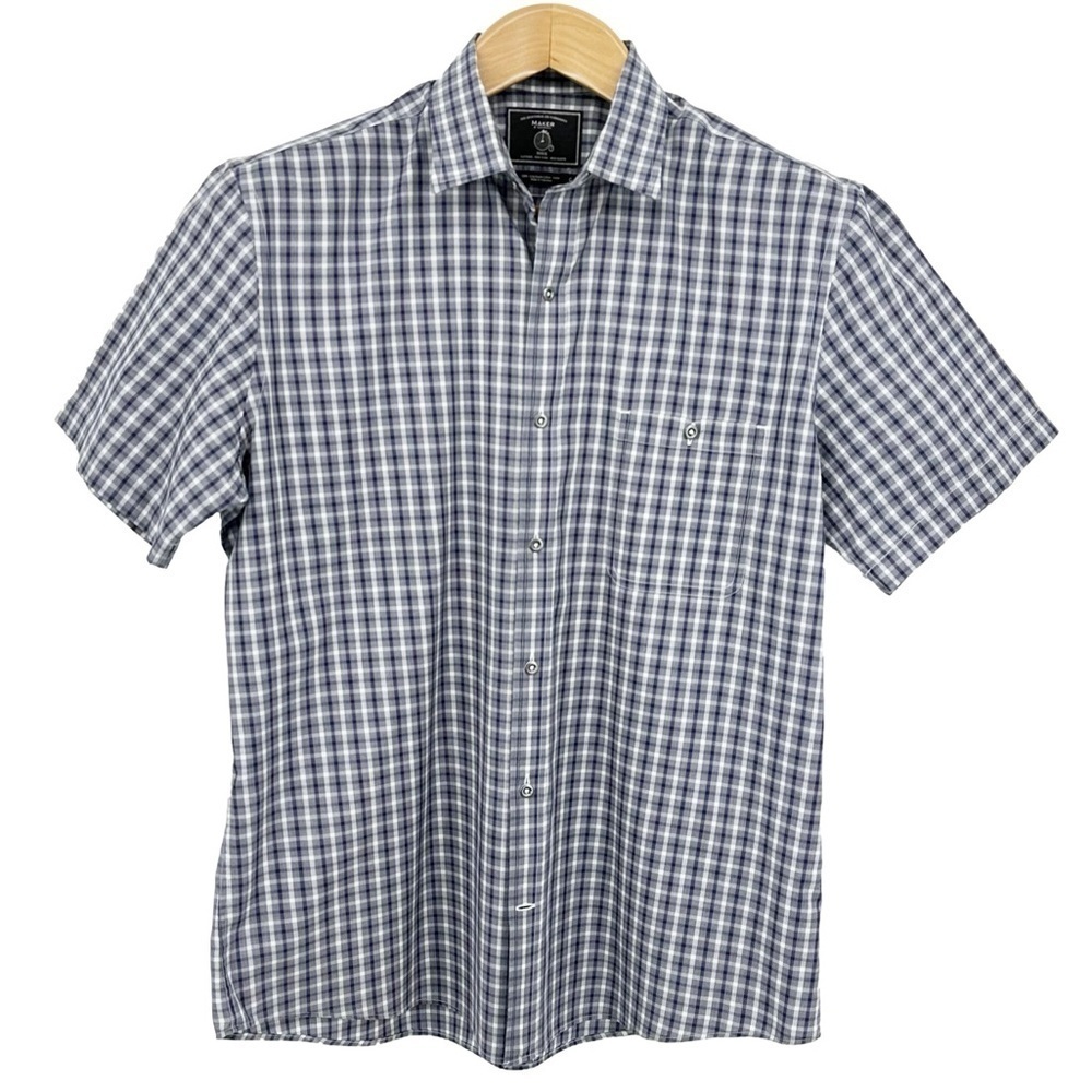 Maker & Company Men's Plaid Check Shirt Short Sleeve Large